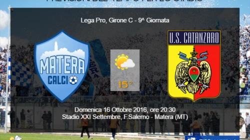 CALCIO - Il Meteo per Matera vs Catanzaro del 16 Ottobre 2016